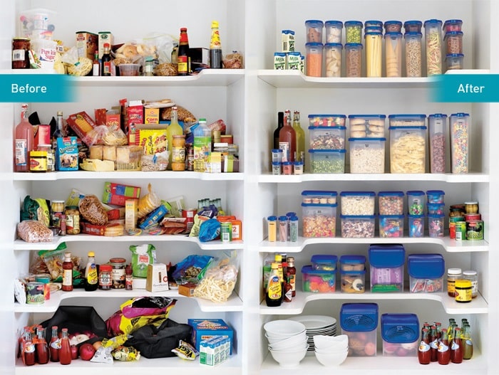 Before and After pantry organization
