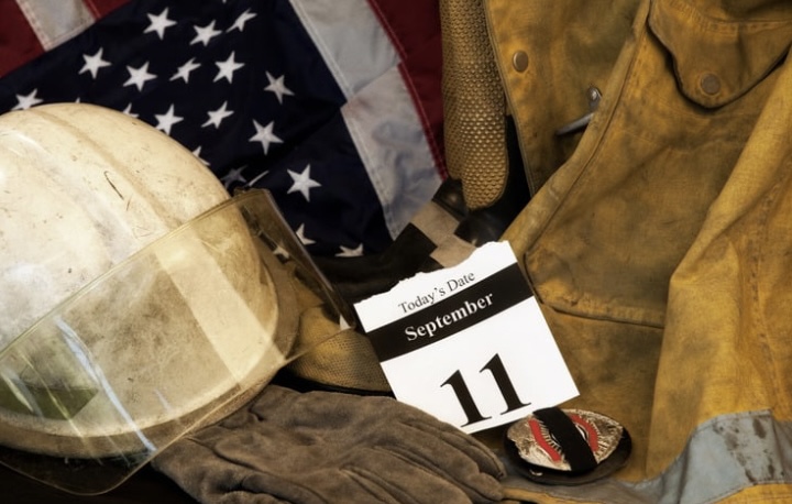 An image of a firefighter's gear on Sept 11, 2001 for the theme Those of Service